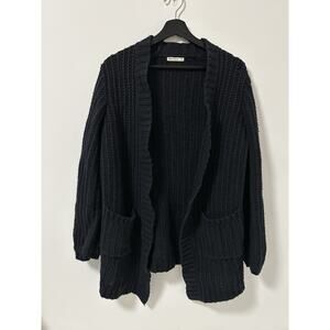 Marine Layer Open Front Wool Blend Ontario Cardigan‎ Women's Sz XS Navy Grandpa